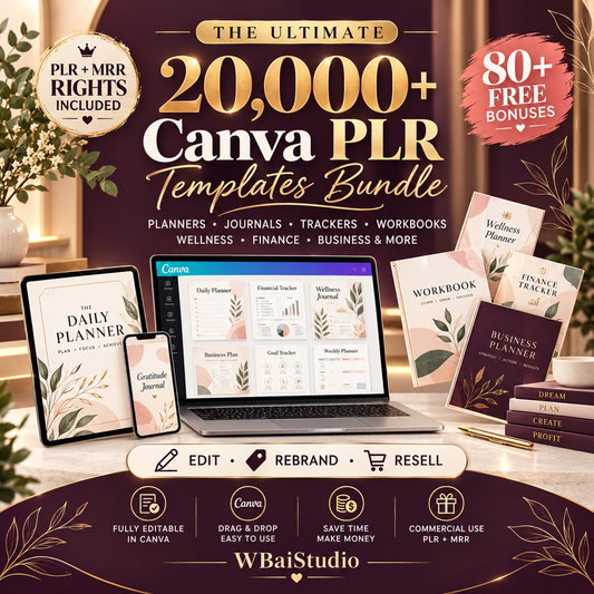 20000+ Canva PLR Templates Bundle | Editable Planners, Journals and Trackers